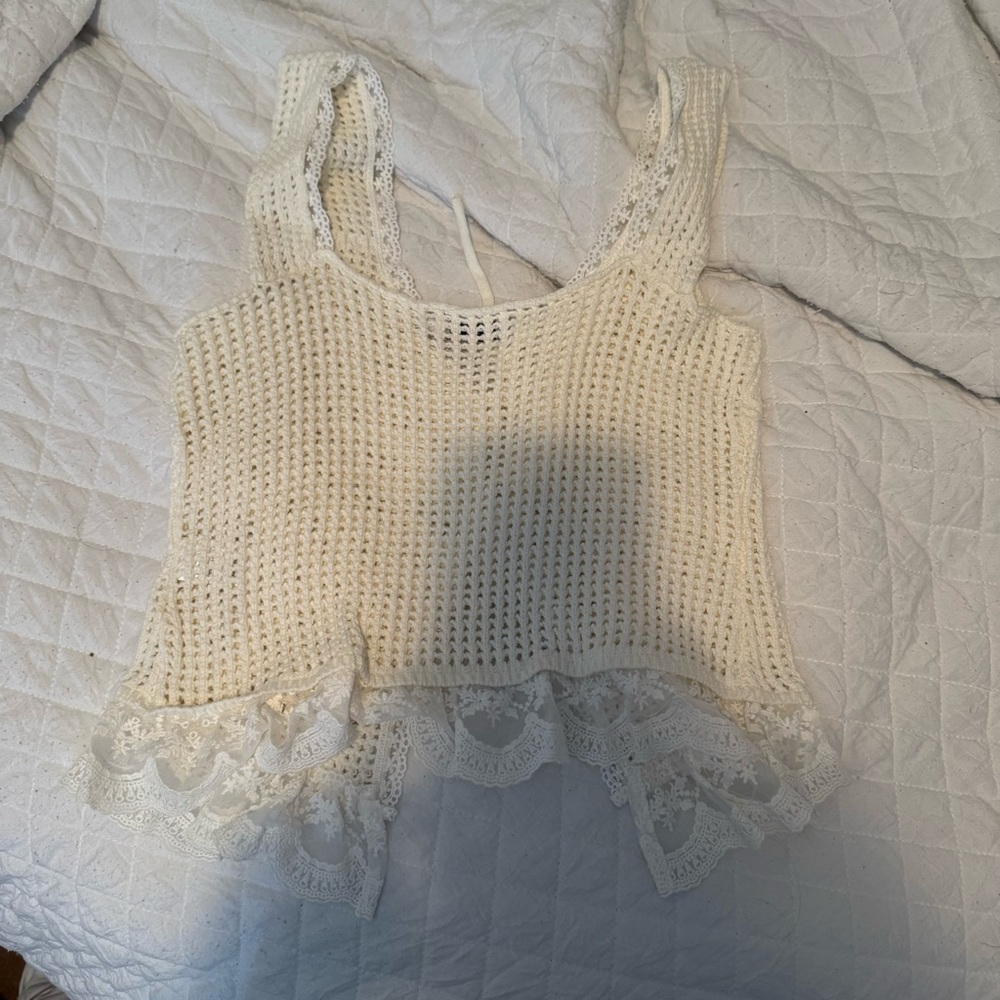 Lush vestiqie Sealed My Fate Top tank crochet knit crop - Picture 6 of 6